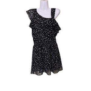Guess Los Angeles Black Polka Dot Dress Sz 8 Garden Brunch resort Vacation